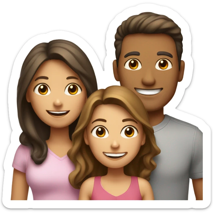 Puerto rican beard short brown hair  with blond long hair woman and brown long hair girl Family  sticker