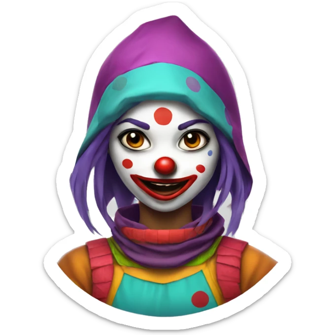 Clown ninja girl portrait sticker