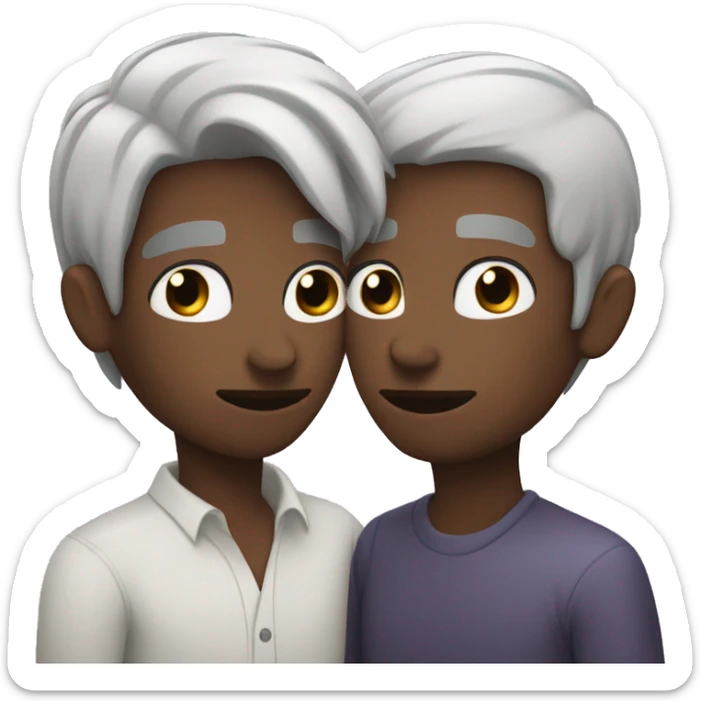 Two men kissing, one of the white with lavender hair and the other person is black with black hair  sticker