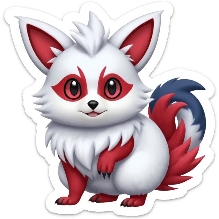  flurry fuzzy Absol-Zorua-Furret-Zangoose-Chinchilla-fusion-animal-Fakémon-hybrid-creature  sticker