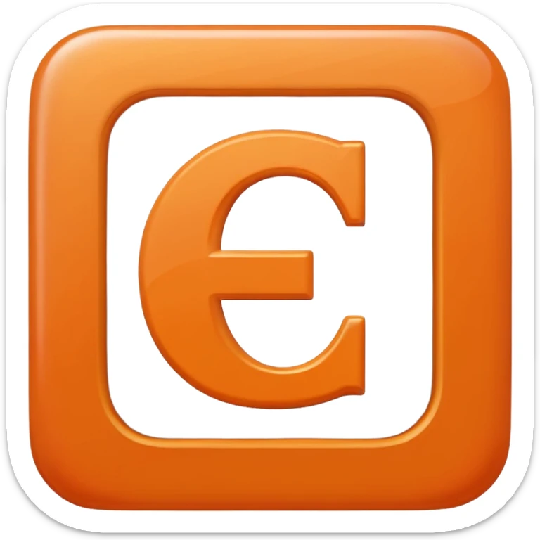make me an emoji of the letter E  orange square witha white E in the center with a times new roman looking font sticker