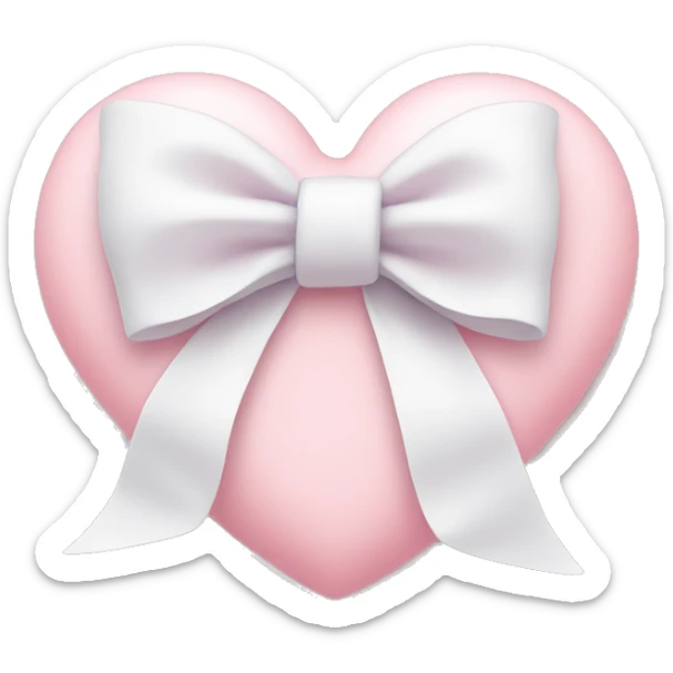 Pastel pink heart with white bow sticker