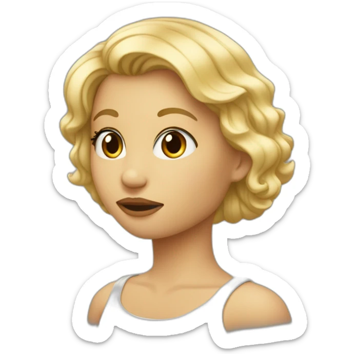 Une fille blonde au cheveux court qui fait bisou à un garçon au cheveux noir sticker