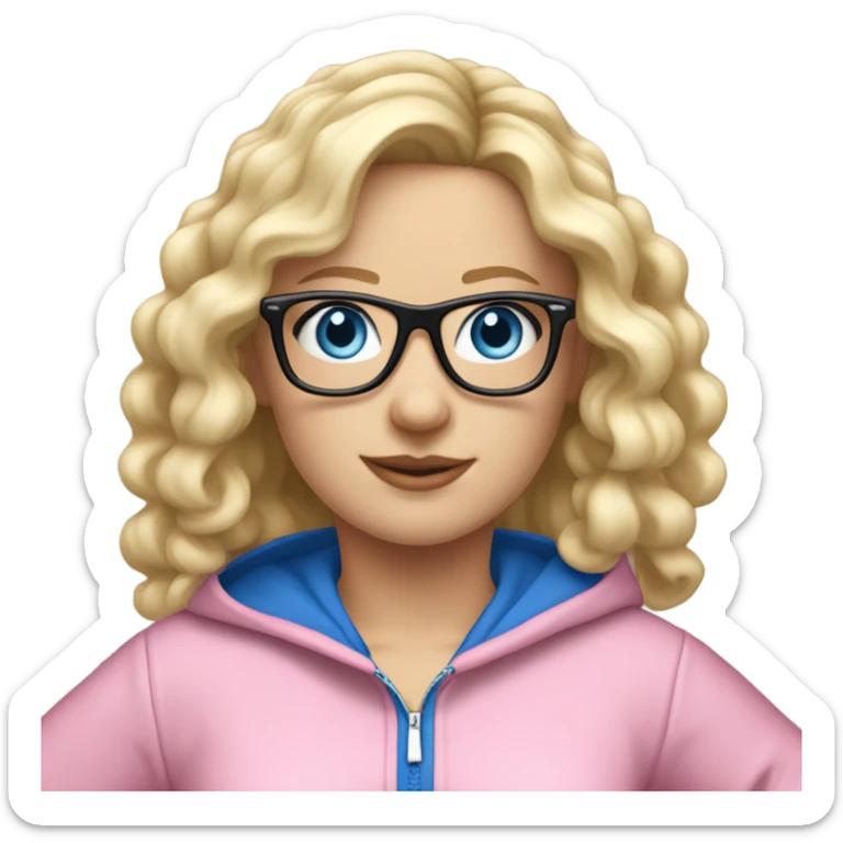 dancing-fair-haired-white-girl-pink-oversize-tracksuit-black-glasses-blue-eyes sticker