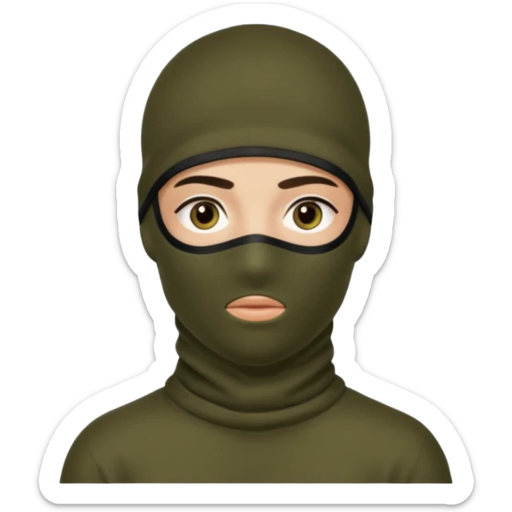 Un joven con un pasamontañas negro que solo le deje ver los ojos y cejas sticker