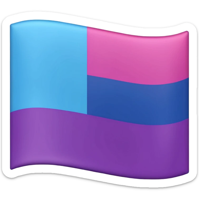 I want a flag, I want the first stripe at the top of the flag to be pink 🩷. I want The middle stripe to be the color purple 💜. And finally the bottom stripe I want the color blue 💙. Only those three colors in that exact order, pink, purple, blue. Make the colors more vibrant sticker