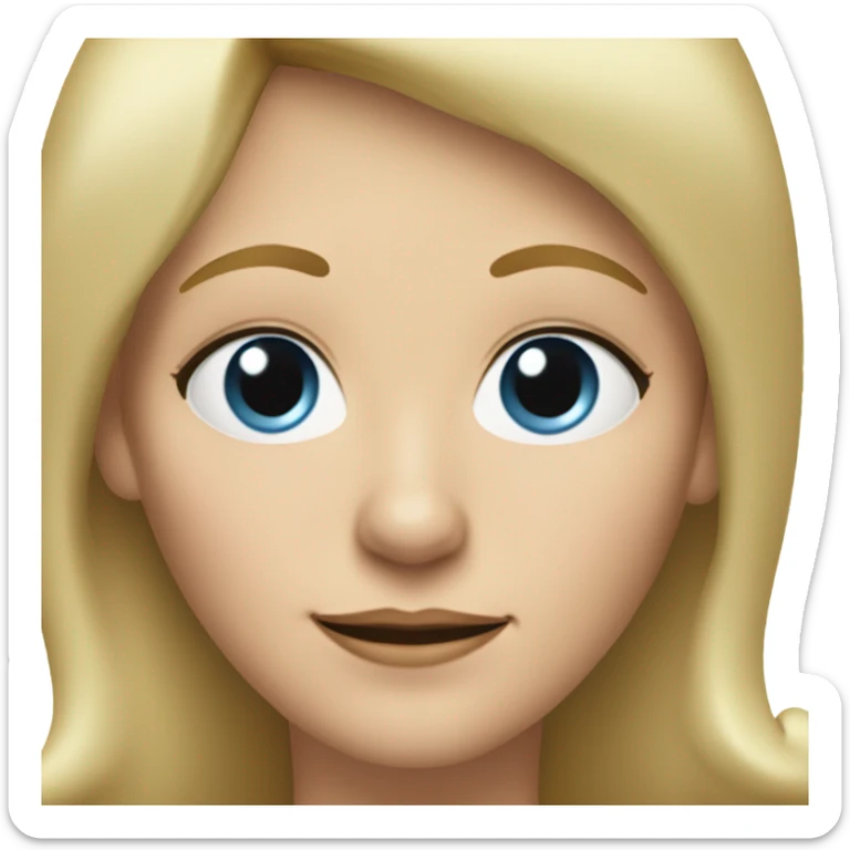 Blonde light blue eyes 55 woman no part or partial part in hair some floppy bangs pointier nose sticker