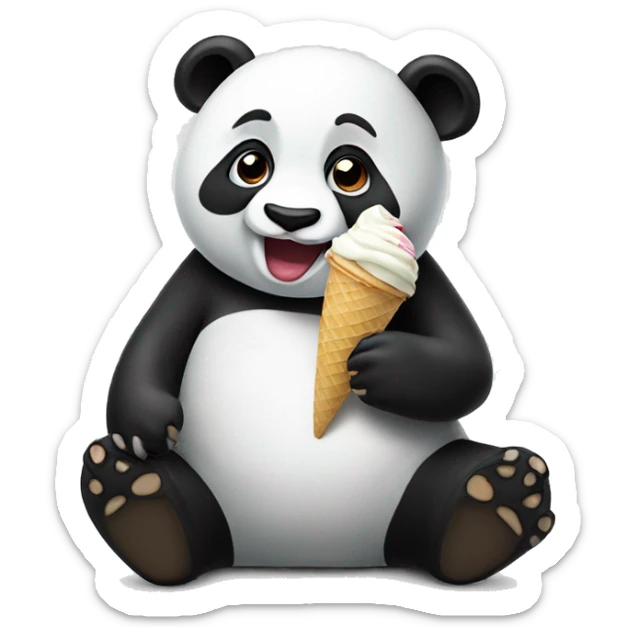 Panda eating ice cream sticker