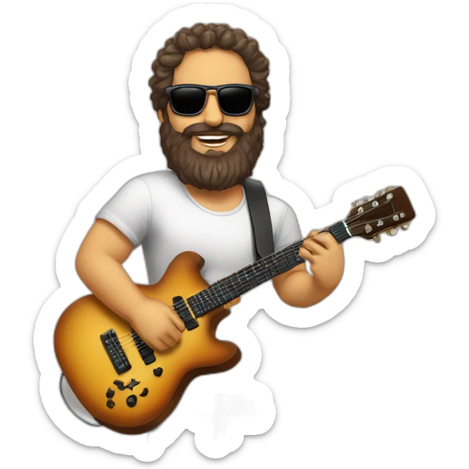 Adulto de poco pelo barba y gafas tocando la guitarra eléctrica sticker