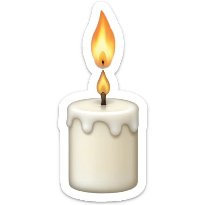 A simple emoji-style illustration of a candle with no flame, the wick slightly burnt, and a small amount of light smoke rising, minimal design, flat emoji look sticker