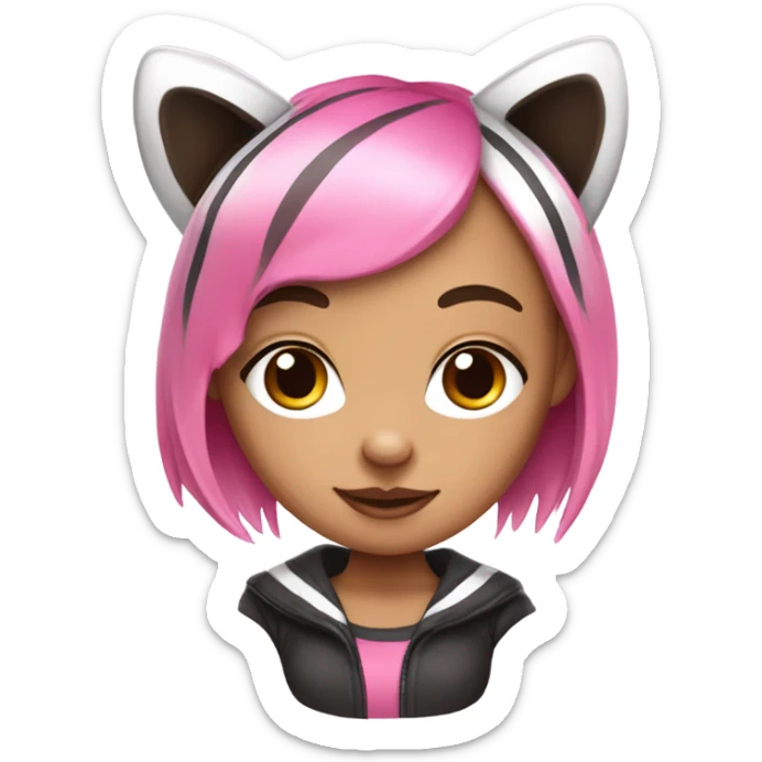 Spooky Punk Style White Girl with pink hair in funky raccoon costume sticker