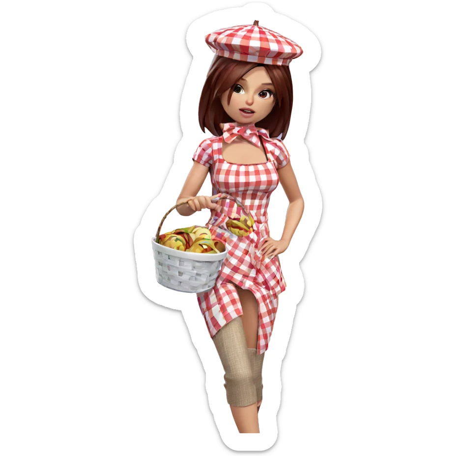 girl with basket and food sticker