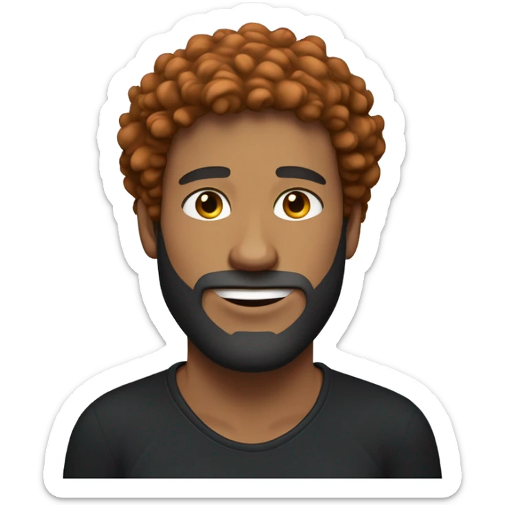 fair skin, Red-haired man with curly hair and a beard, wearing a black Nike t-shirt  sticker