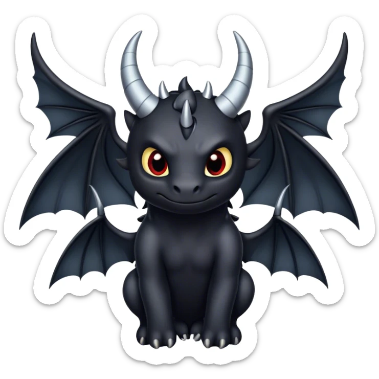 Night Fury with horns on its head and hooks on the edge of the wings sticker