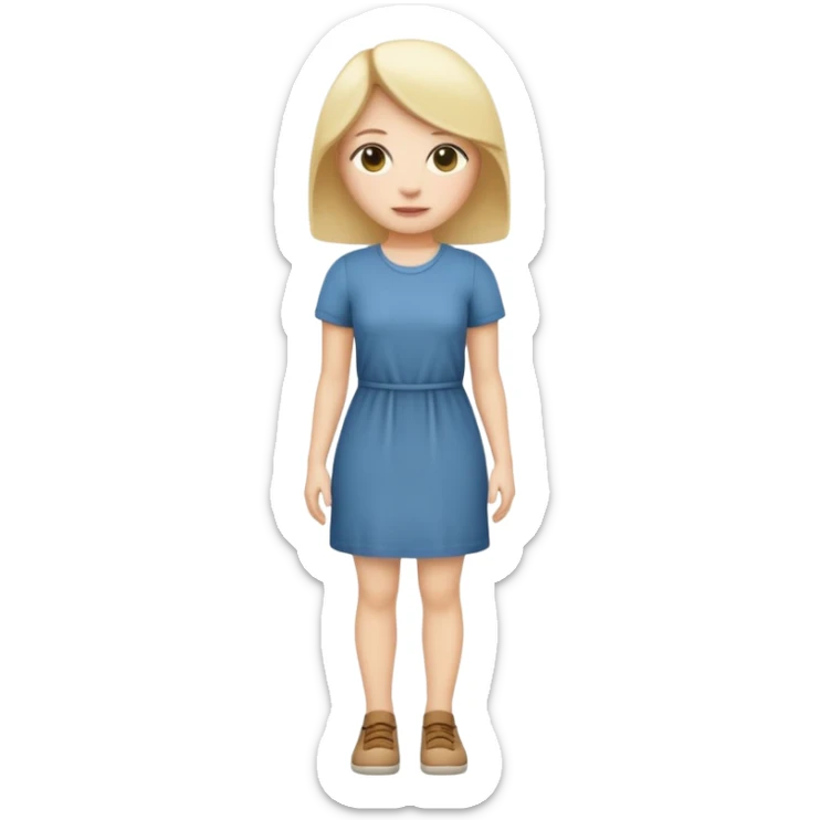 Create me an emoji of a full body white female in a casual dress. sticker