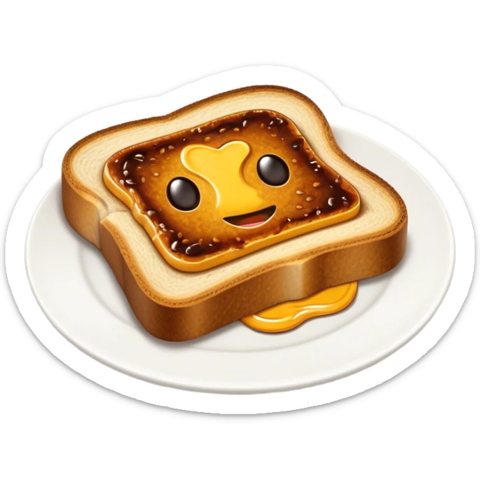 Vegemite on Toast Cinematic Realistic Vegemite on Toast Dish Emoji, depicted as a toasted slice of bread generously spread with Vegemite, rendered with warm textures and crisp details that capture its uniquely Australian flavor. sticker
