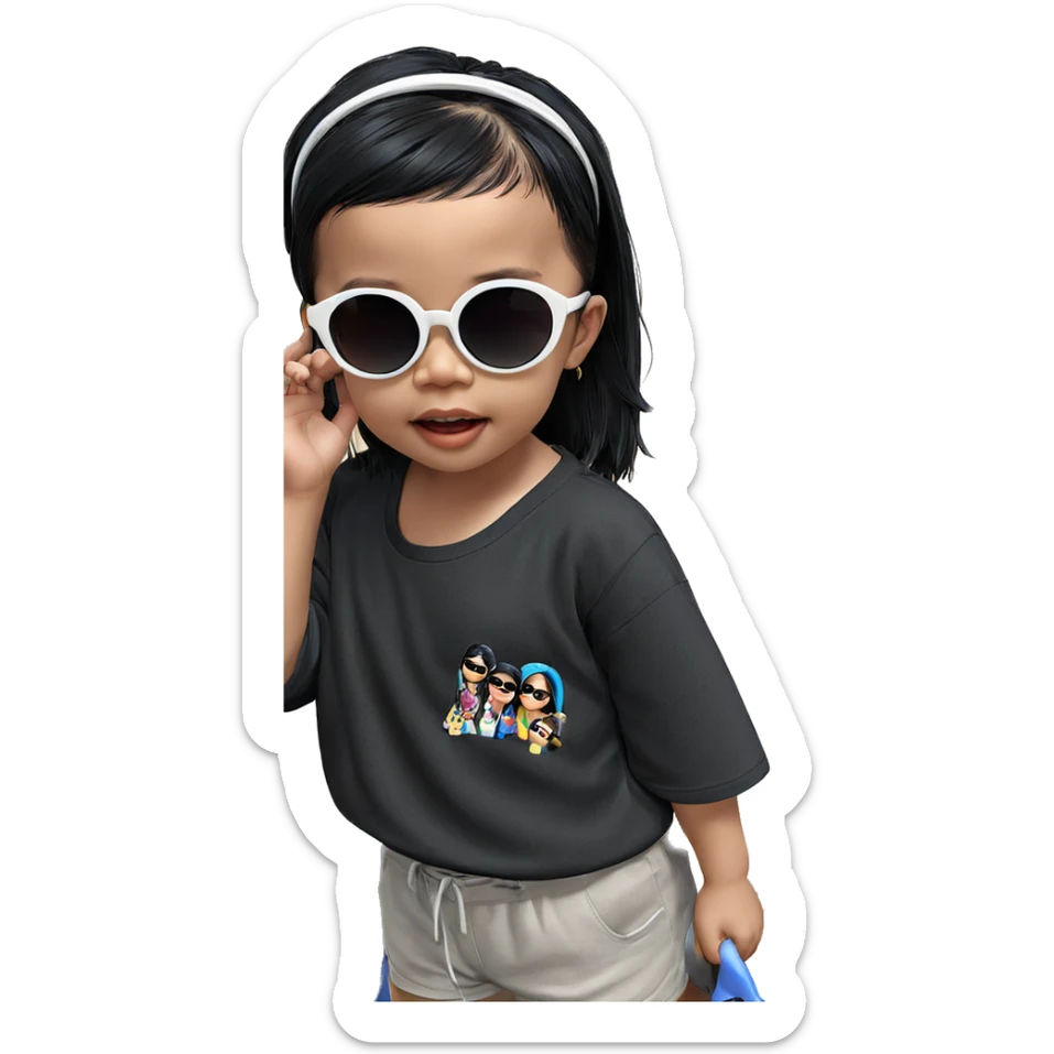 girl with black hair sunglasses sticker