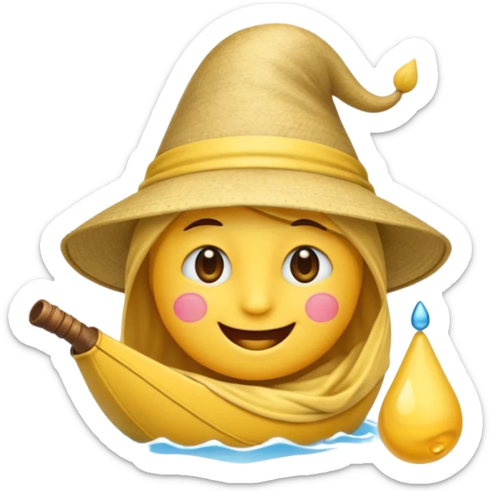 Emoji souriant avec goutte de sueur avec chapeau d"anniversaire et goutte de sueur sticker