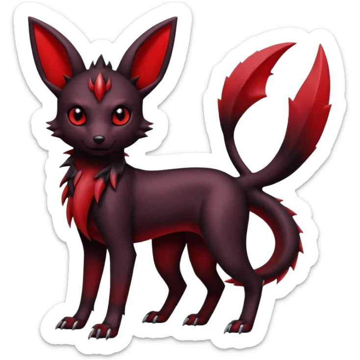  Shiny edgy dark gloomy red gothic cool badass Umbreon-Salandit-Jolteon-fusion sticker