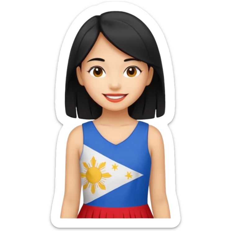 girl with black hair smile with Filipino colors sticker
