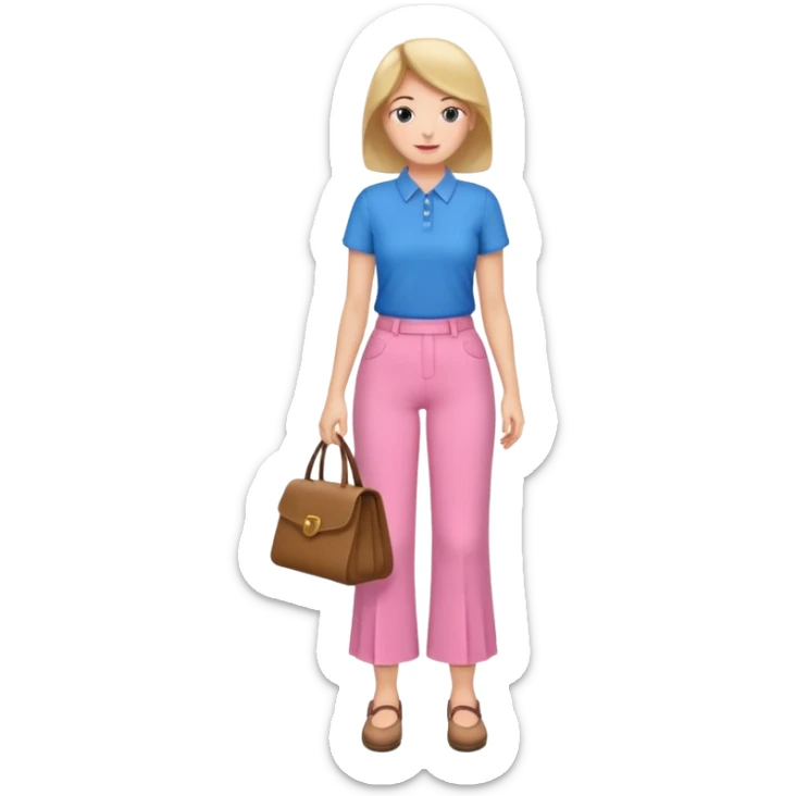 A woman with pants ☺️👖and a skirt and pink pants and blue shirt sticker