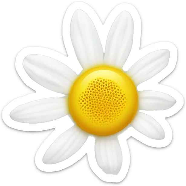 a solo white camomile with a yolk in the middle of it, no shadows, svg  sticker