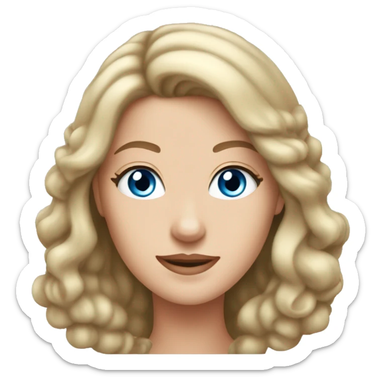 use the queen emoji but make a white girl with brown hair and blue eyes sticker