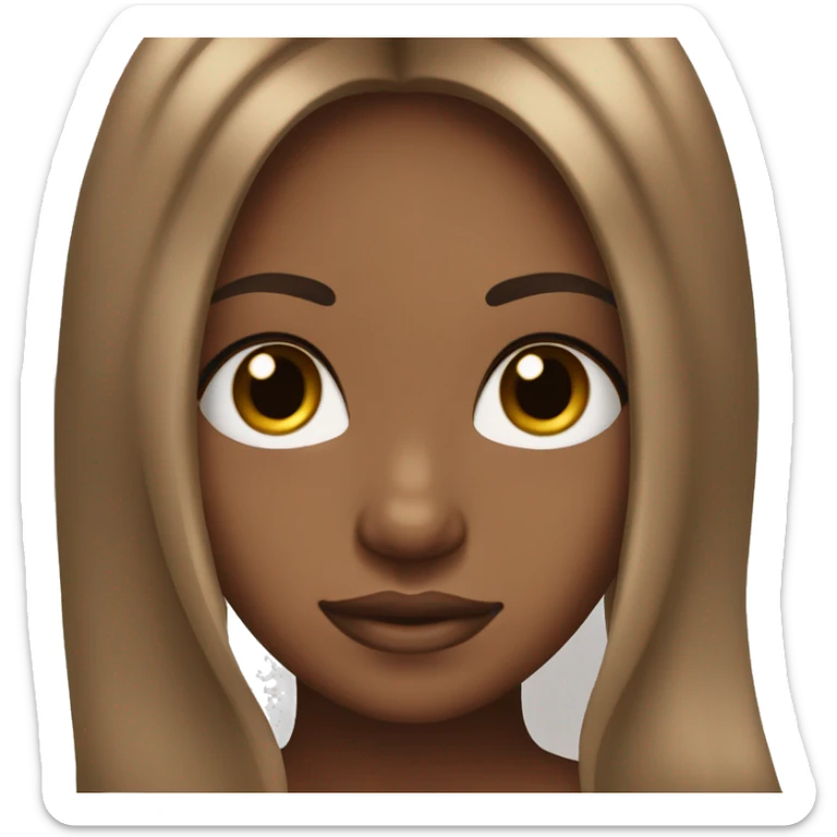 tan girl with long lashes and long brown straight hair sticker