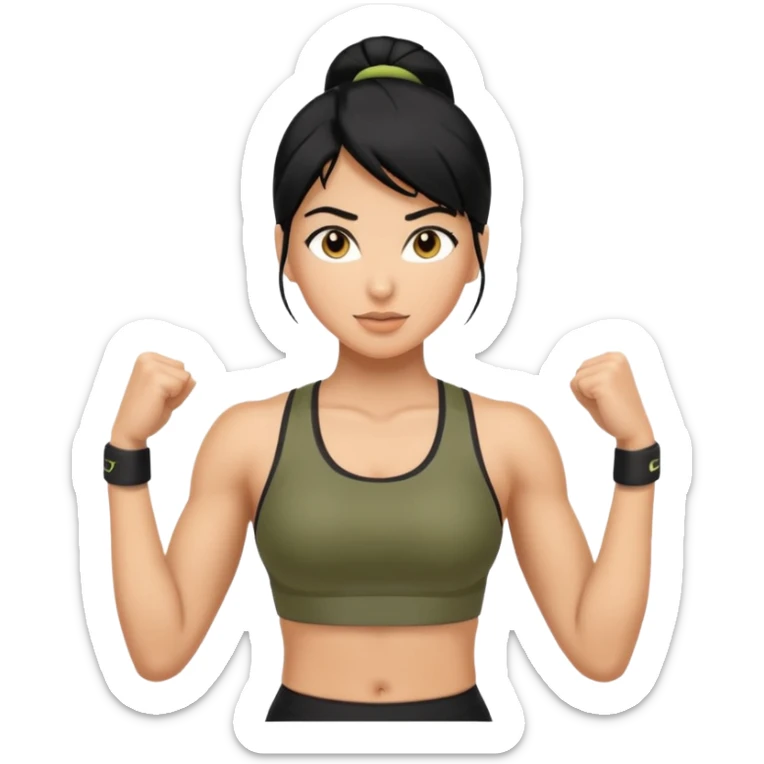 pretty black hair fitness woman sticker