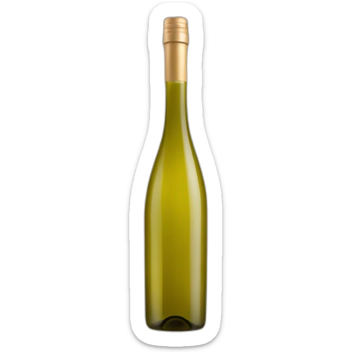 bottle of white wine, Tall, straight shoulders, narrow neck, refined sticker