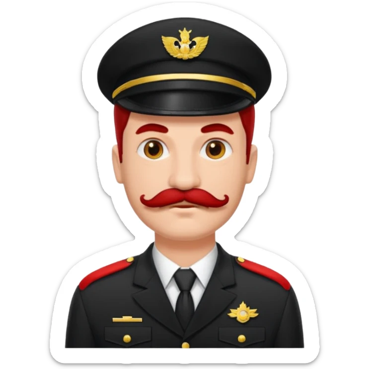 Voici ma recherche Homme cheveux noirs moustache carré uniforme noir et rouge sticker