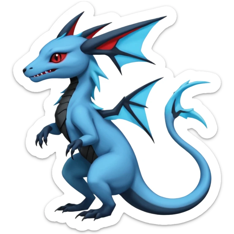 Edgy gothic dark Salandit-Glaceon-Salamence-hybrid-fusion (full body) sticker