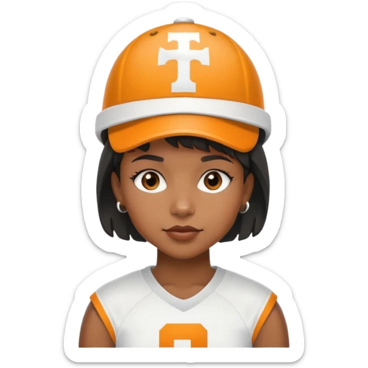 Black girl with short hair mullet and a Tennessee football hat sticker