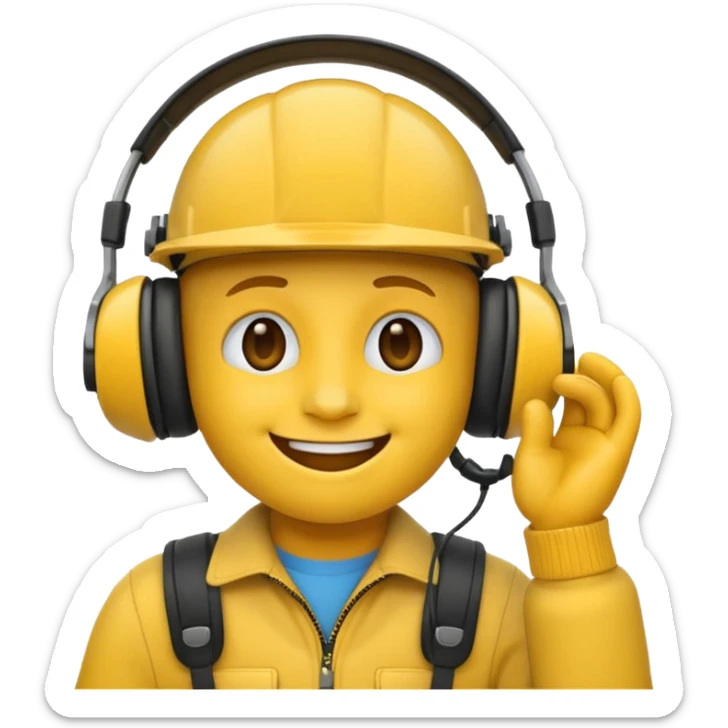 un emoji qui écoute de la musique avec un casque avec un léger sourire sticker