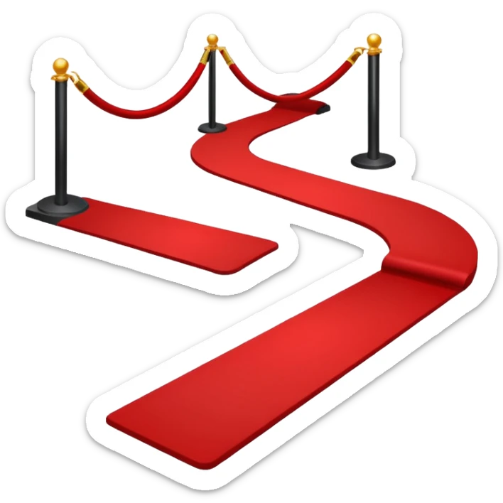 Minimalist emoji-style sticker of a blood-red carpet shaped like a thick trail or drop, flat vector design, no shadows. sticker