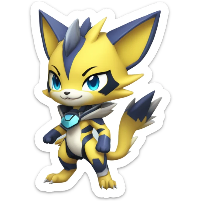 Anthro Cool Chibi Zeraora-Lombax-Renamon-Pokémon-Fakémon Full Body Detailed High Quality sticker