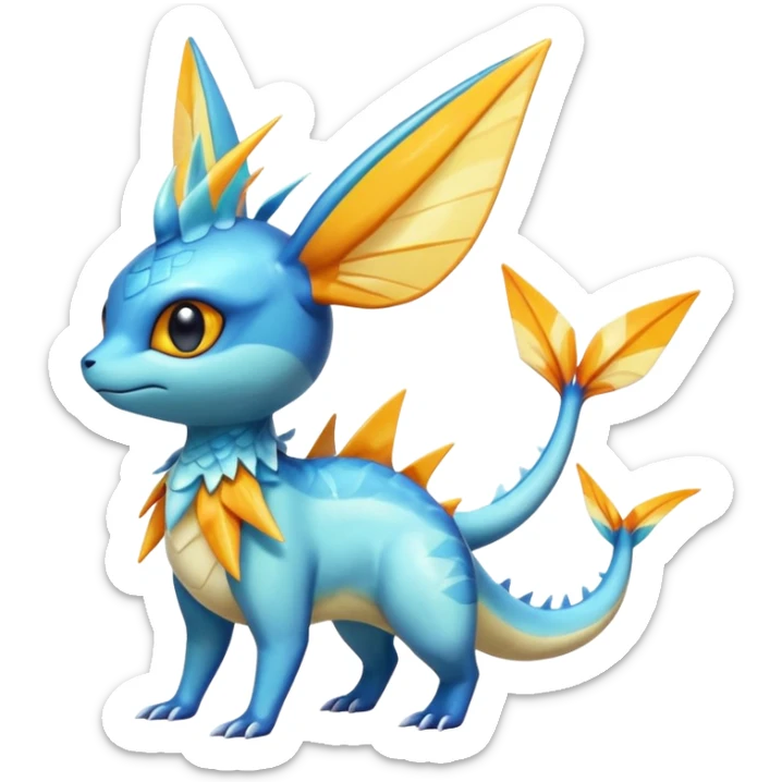 Colorful Shiny Exotic Victini-Salandit-Vaporeon-Fakémon-hybrid-creature (full body)  sticker