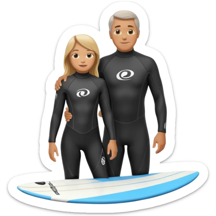 Father and daughter surfing together in Santa Cruz California  sticker