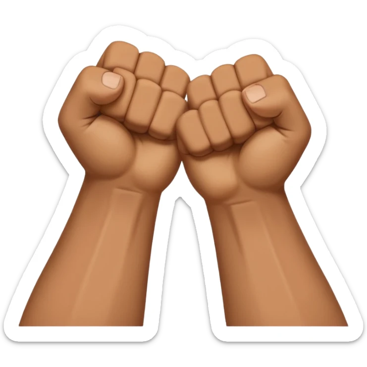 Two fists crossed over each other at the wrists like being handcuffed just without the cuffs in an upward and downword motion sticker