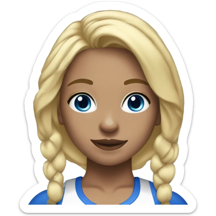 gym girl with blonde hair and brand, gym wear, blue eyes  sticker