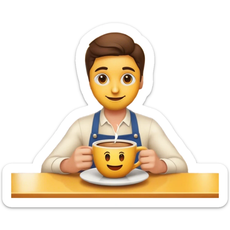Cinematic Realistic Caf√© Culture Pop Culture Emoji, showcasing a vibrant French caf√© scene rendered with rich textures and warm, inviting lighting. sticker