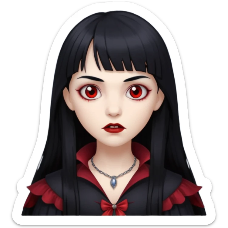 quero a foto de uma vampira com franja de cabelo preto sticker