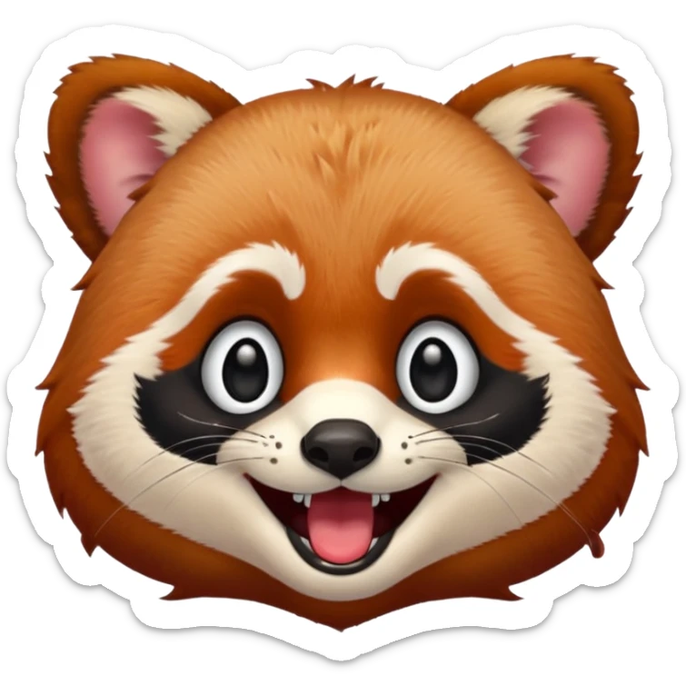 only the face of a red panda laughing emoji style with the laughing tears  sticker
