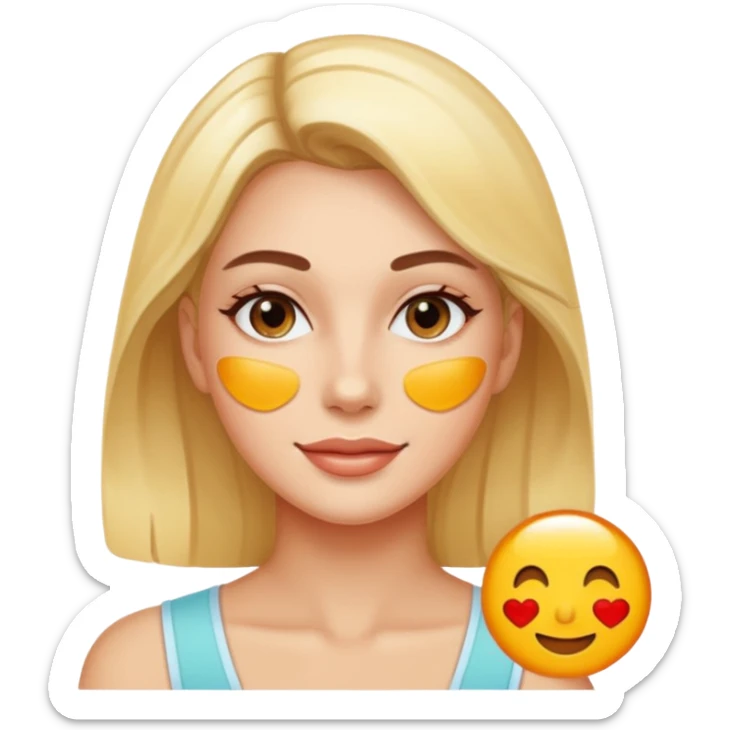 make an emoticon of a woman that has gel like under patches of skincare sticker