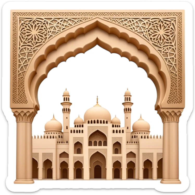 Cinematic Realistic Alhambra Landmark Emoji, capturing the intricate Moorish architecture, ornate arches. sticker