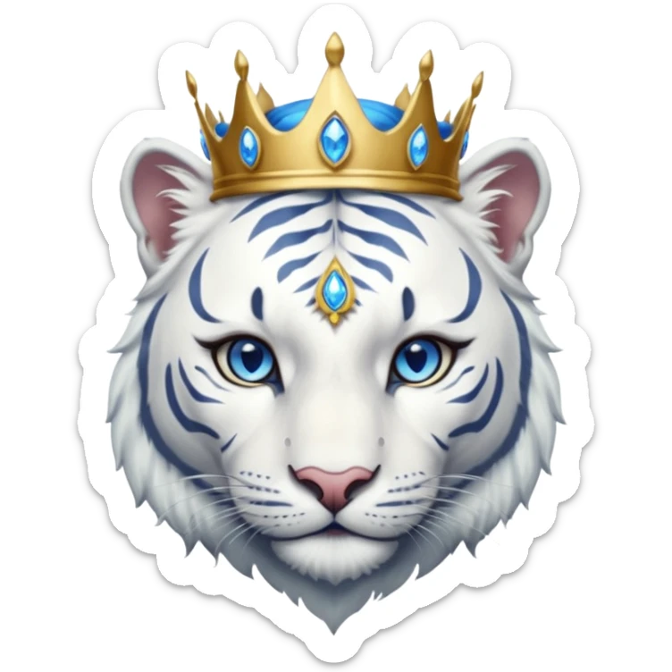 ESO Female white tiger khajiit leader of the umbral rose, blue eyes, blue 'third eye' gem, something symbolizing leadership ruling sticker