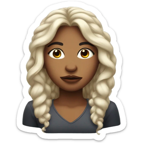 beautiful girl with long flowy hair and pouty lips and ear muffs sticker