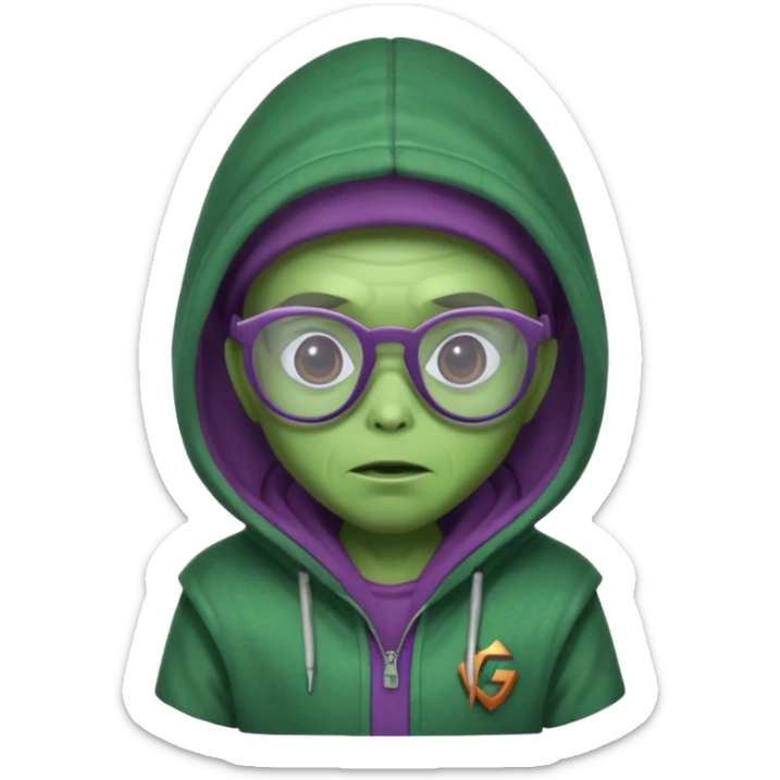 alien wear hoodie and glasses in guardian of the galaxy sticker