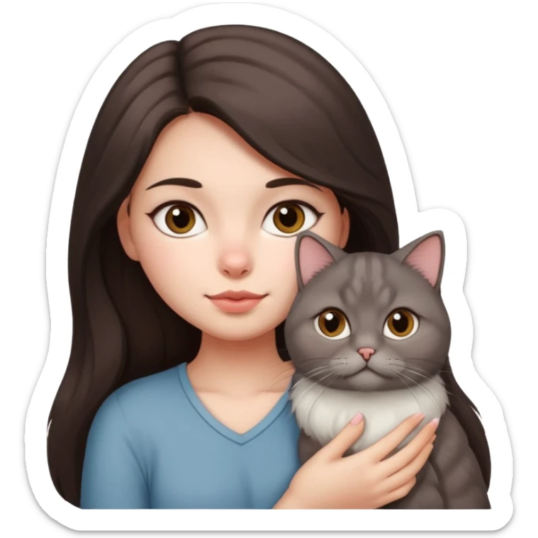 the girl with the long dark brown hair and  blush in her cheeck carry the fat persian PEAKNOSE grey sticker