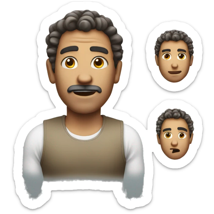 Create a male emoji who shrugs. The male emoji must have curly hair sticker
